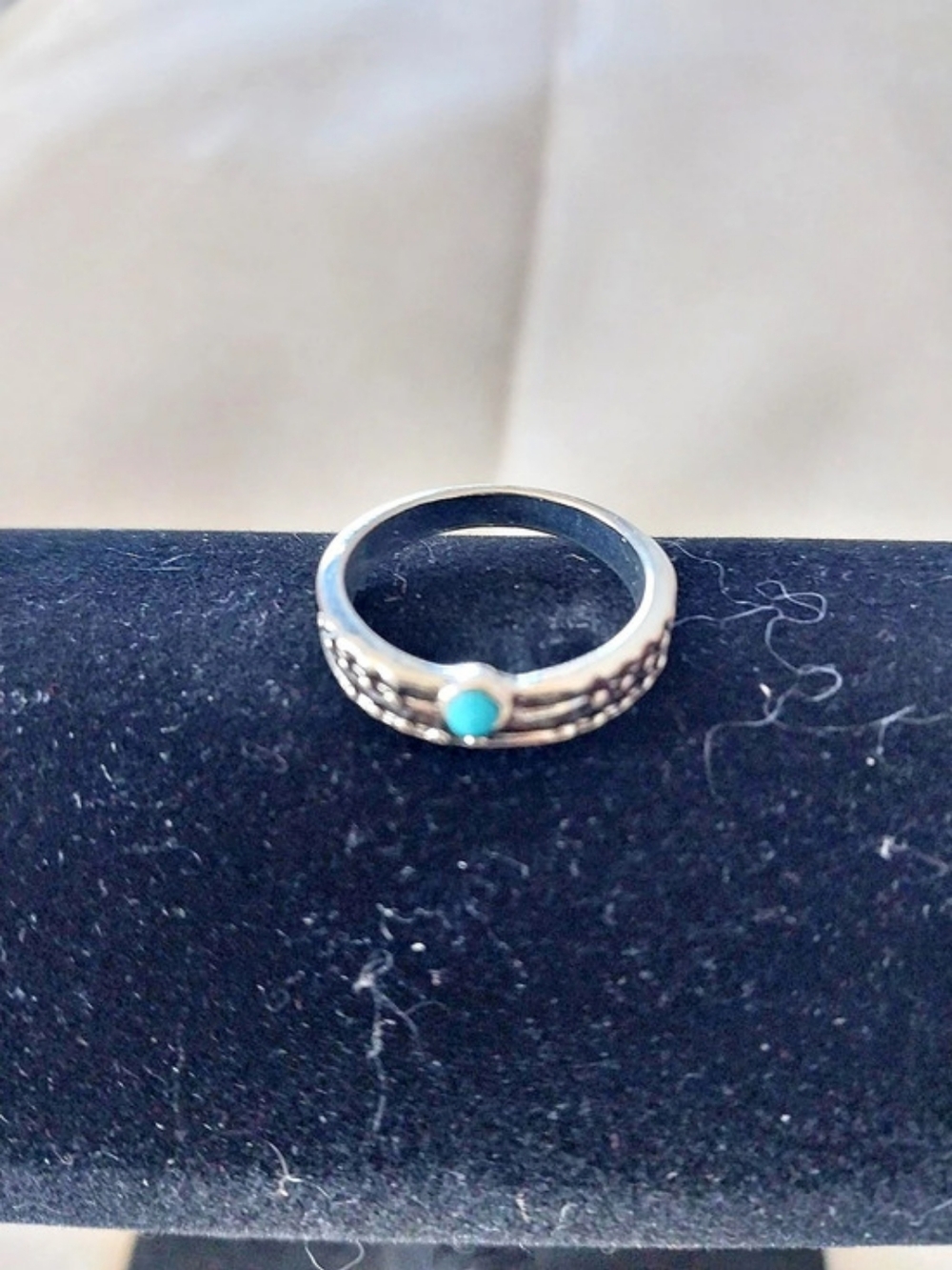 Silver-Tone Ring with Blue Stone Like New